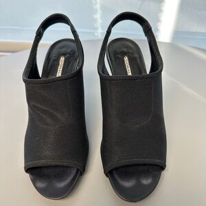 Donald J Pliner Black Slingback Open-Toe Heels